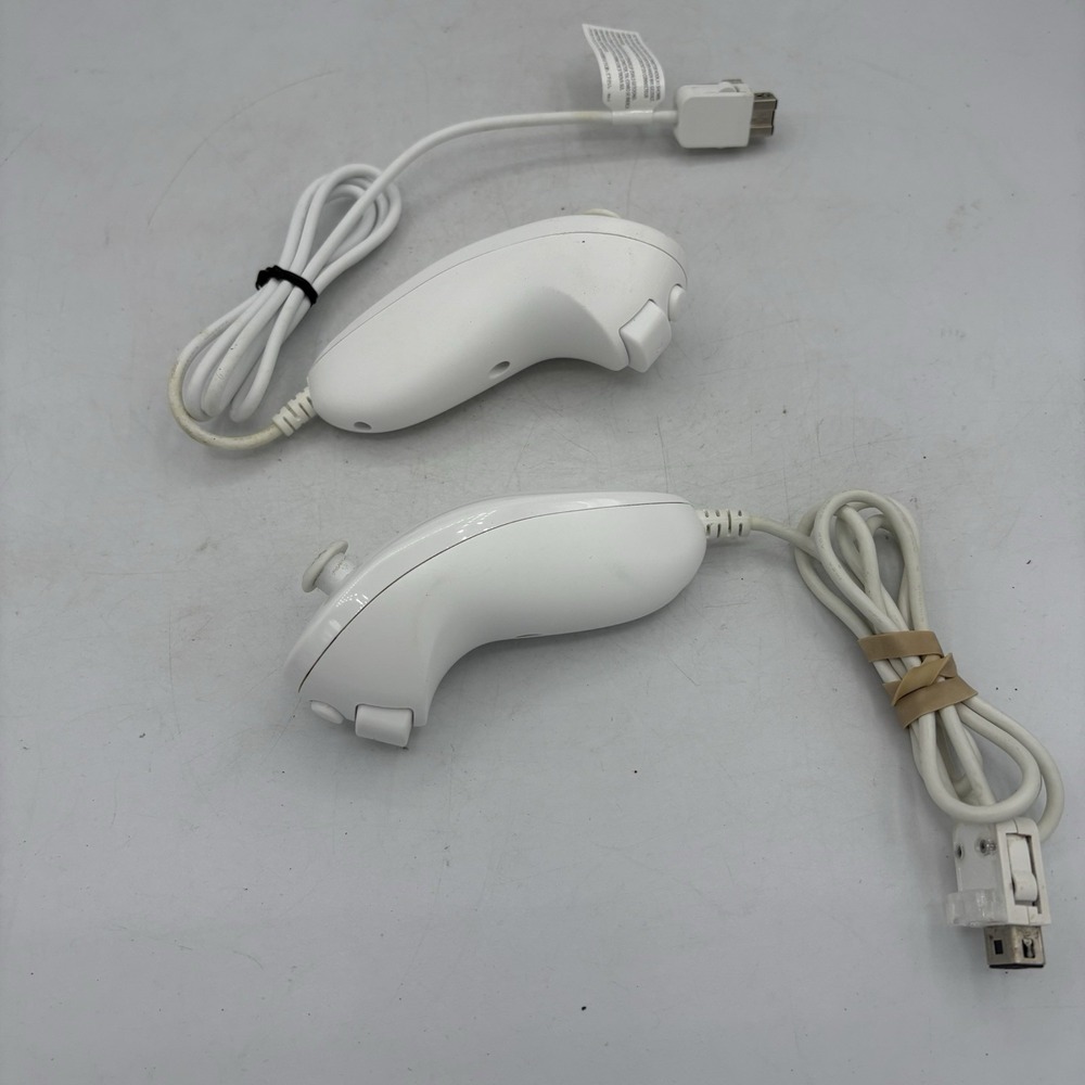 Nintendo Wii Nunchuck Controllers White OEM Official RVL-004 Lot of 2